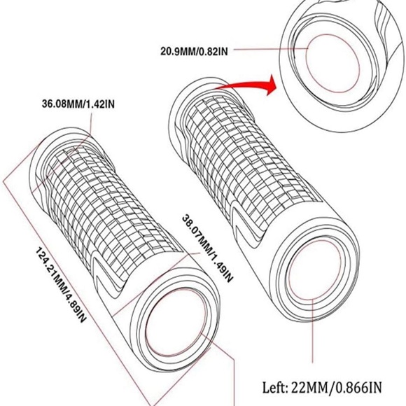 Motorcycle Non Slip Handlebar Grips 7/8" 22mm Rubber Handle Grips - Picture 5 of 9